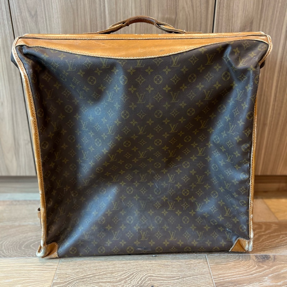 1970s Vintage Large Folding Garment Monogram Luggage